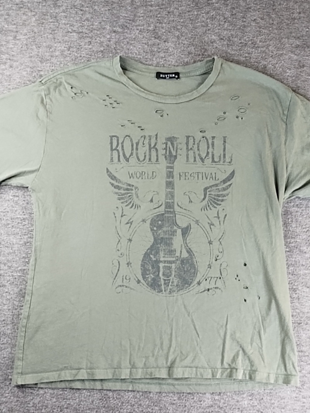 Butter Rock N Roll Graphic Short Sleeve Tee - Olive Green